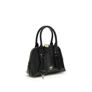 PINKO Black Calf Leather Bos Taurus Handbag