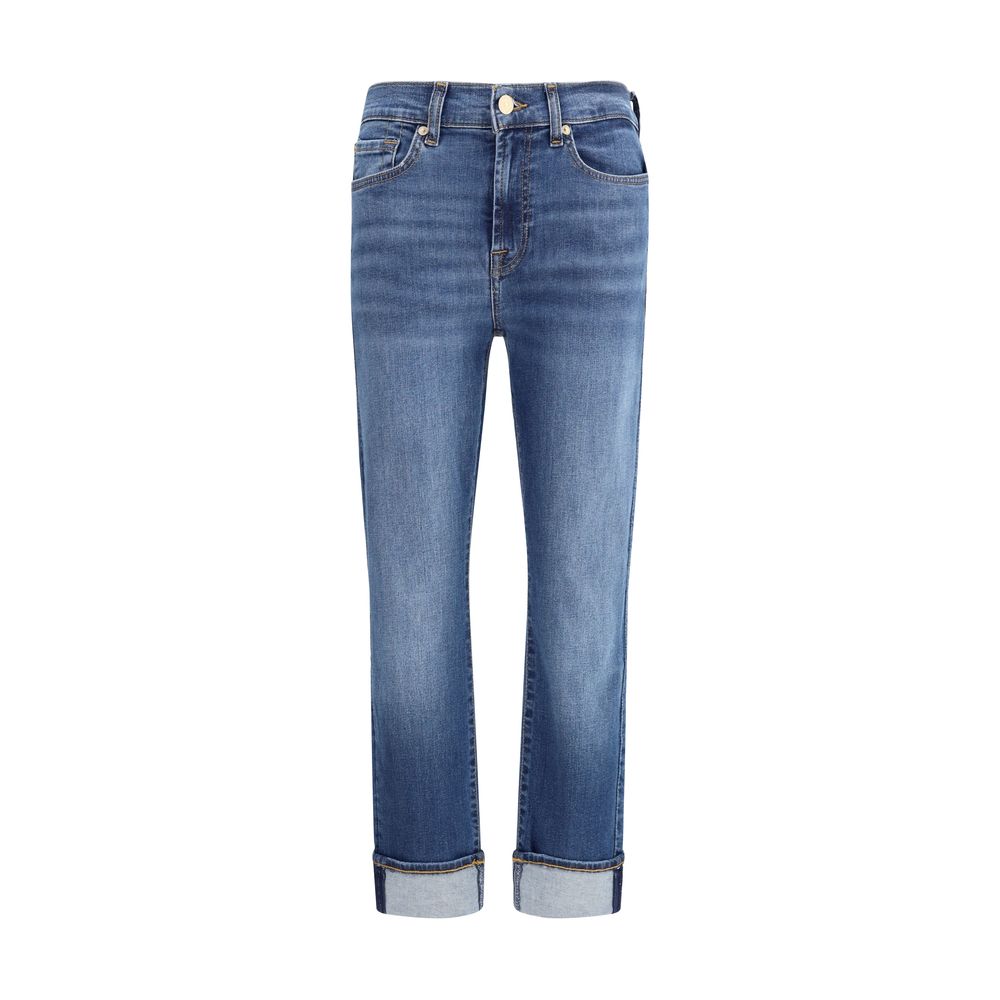 7FOR Blue Cotton Relaxed Fit Jeans