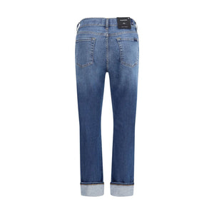 7FOR Blue Cotton Relaxed Fit Jeans