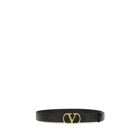 Valentino Garavani Black Calf Leather Bos Taurus Regular Belt
