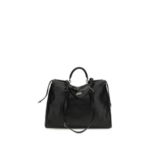 Dolce & Gabbana Black Calf Leather Bos Taurus Shoulder Bag