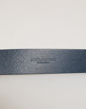 Dolce & Gabbana Blue Leather Classic Metal Logo Buckle Belt