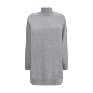 Balmain Gray Cashmere Casual Dress