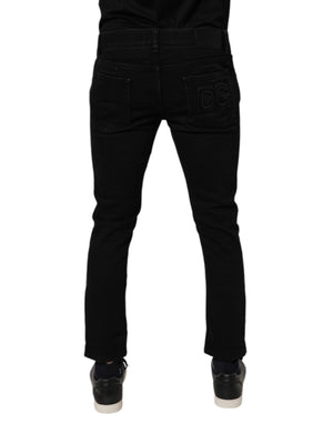 Dolce & Gabbana Black Cotton Stretch Skinny Men Denim Jeans