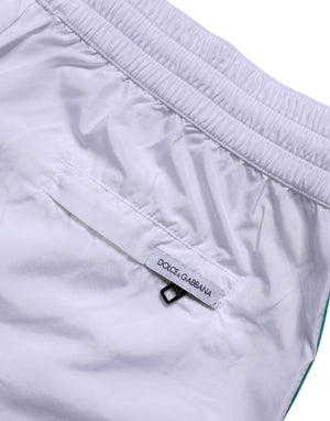 Dolce & Gabbana White Logo Polyester Men Beachwear Swimwear