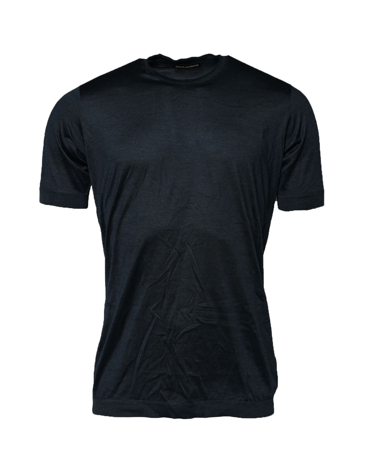 Dolce & Gabbana Blue Silk Crew Neck Short Sleeves Men T-Shirt