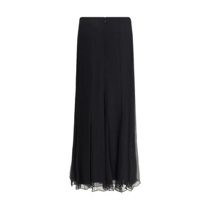 Chloé Black Silk Long Skirt