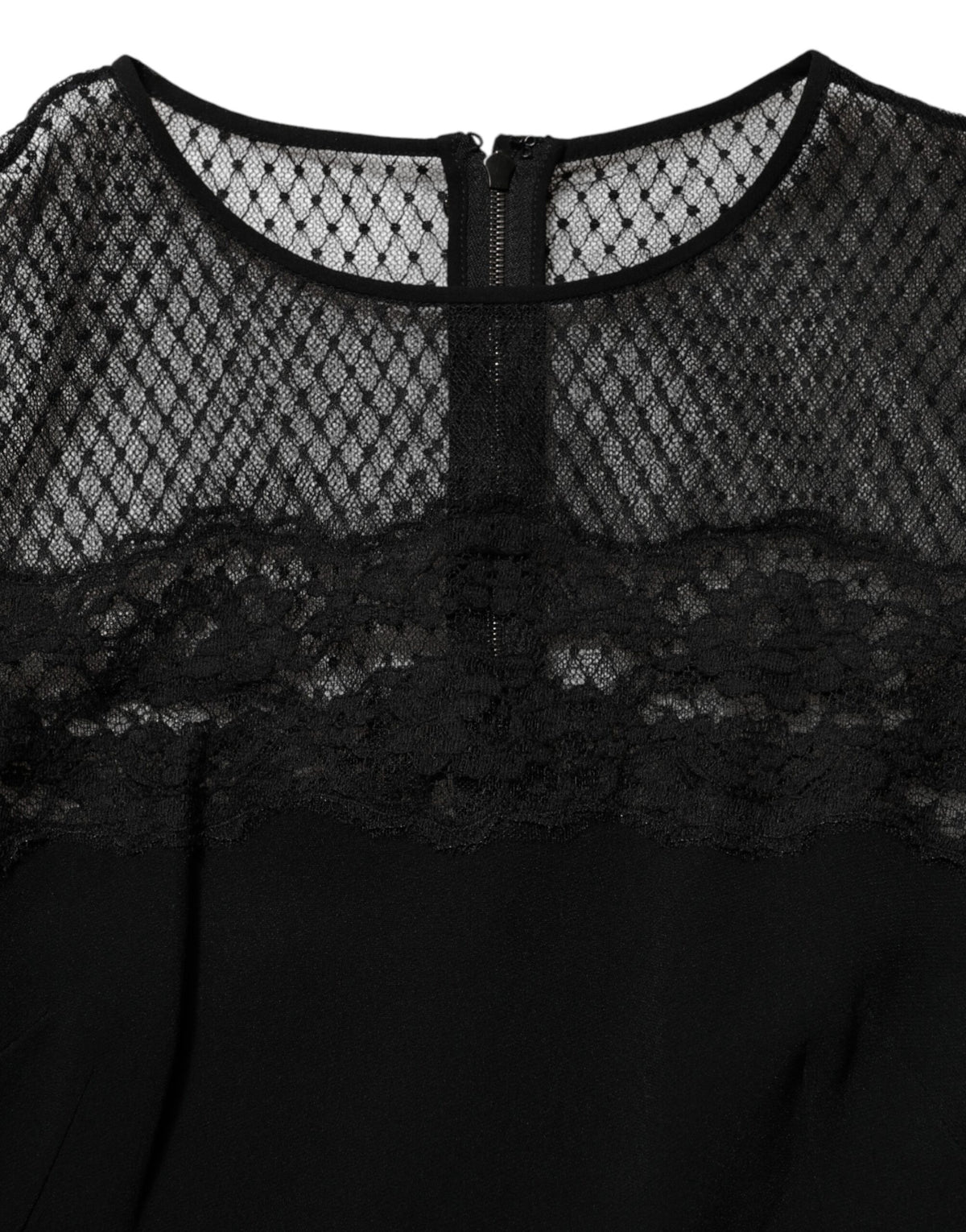 Dolce & Gabbana Black Floral Lace Trim Sheath A-line Dress