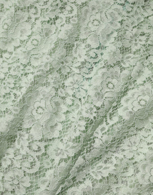 Dolce & Gabbana Mint Green Floral Lace Trim Midi Dress