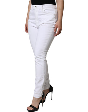Dolce & Gabbana White AUDREY Cotton Logo Skinny Denim Jeans