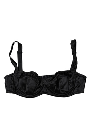 Dolce & Gabbana Black Silk Semi-Pad Balconette Bra Underwear