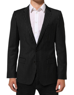 Dolce & Gabbana Black Stripes MARTINI 1 Button Suit Blazer