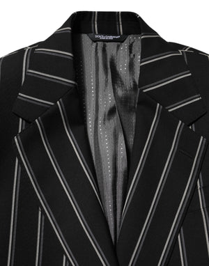 Dolce & Gabbana Black Stripes SICILIA 1 Button Suit Blazer