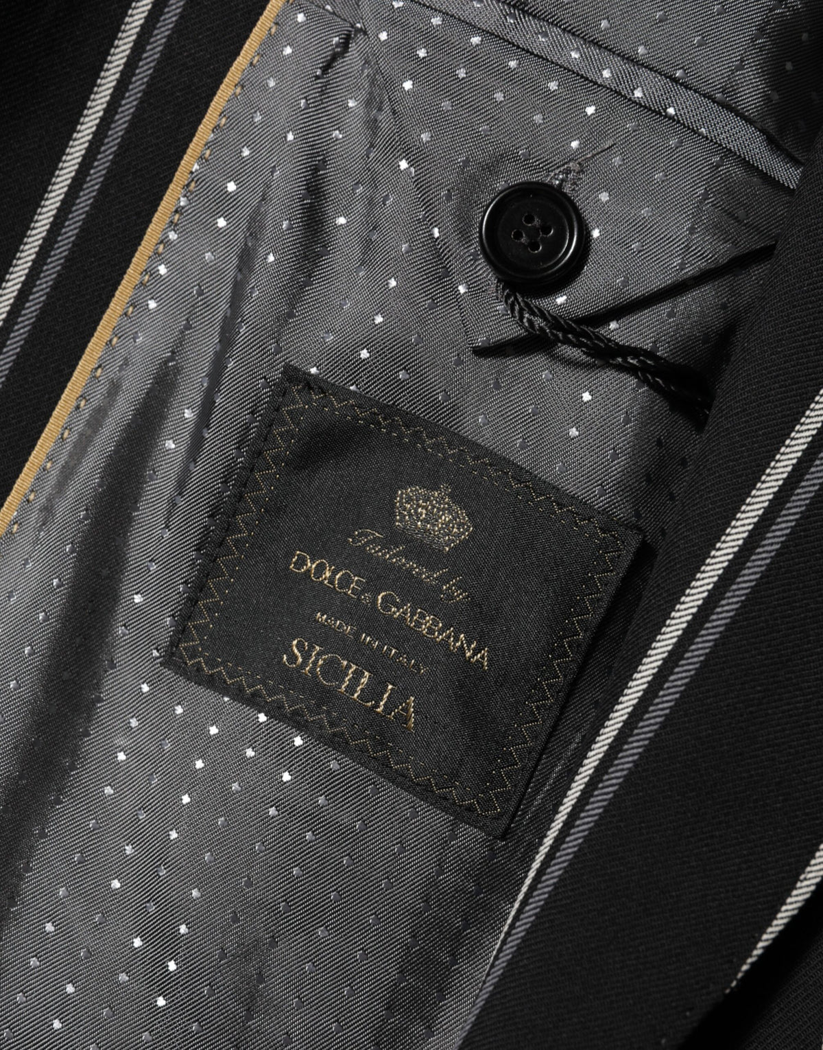 Dolce & Gabbana Black Stripes SICILIA 1 Button Suit Blazer