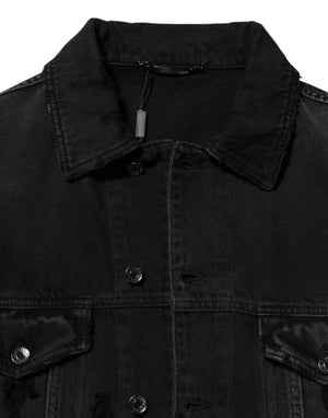 Dolce & Gabbana Black Cotton Stretch Denim Blouson Jacket