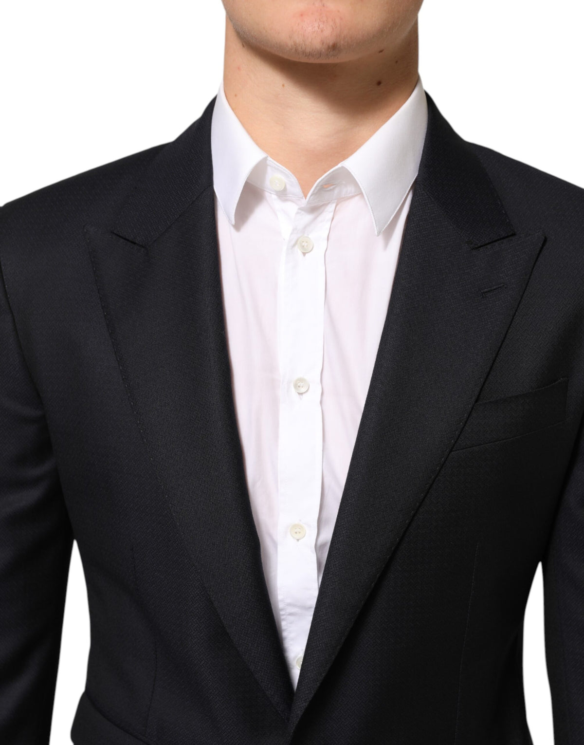 Dolce & Gabbana Black Wool NAPOLI 2 Button Men Suit Blazer