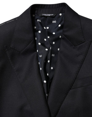 Dolce & Gabbana Black Wool NAPOLI 2 Button Men Suit Blazer