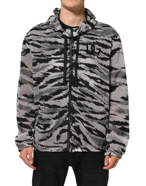 Dolce & Gabbana Gray Camouflage Hooded Sweatshirt Jacket