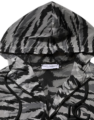 Dolce & Gabbana Gray Camouflage Hooded Sweatshirt Jacket