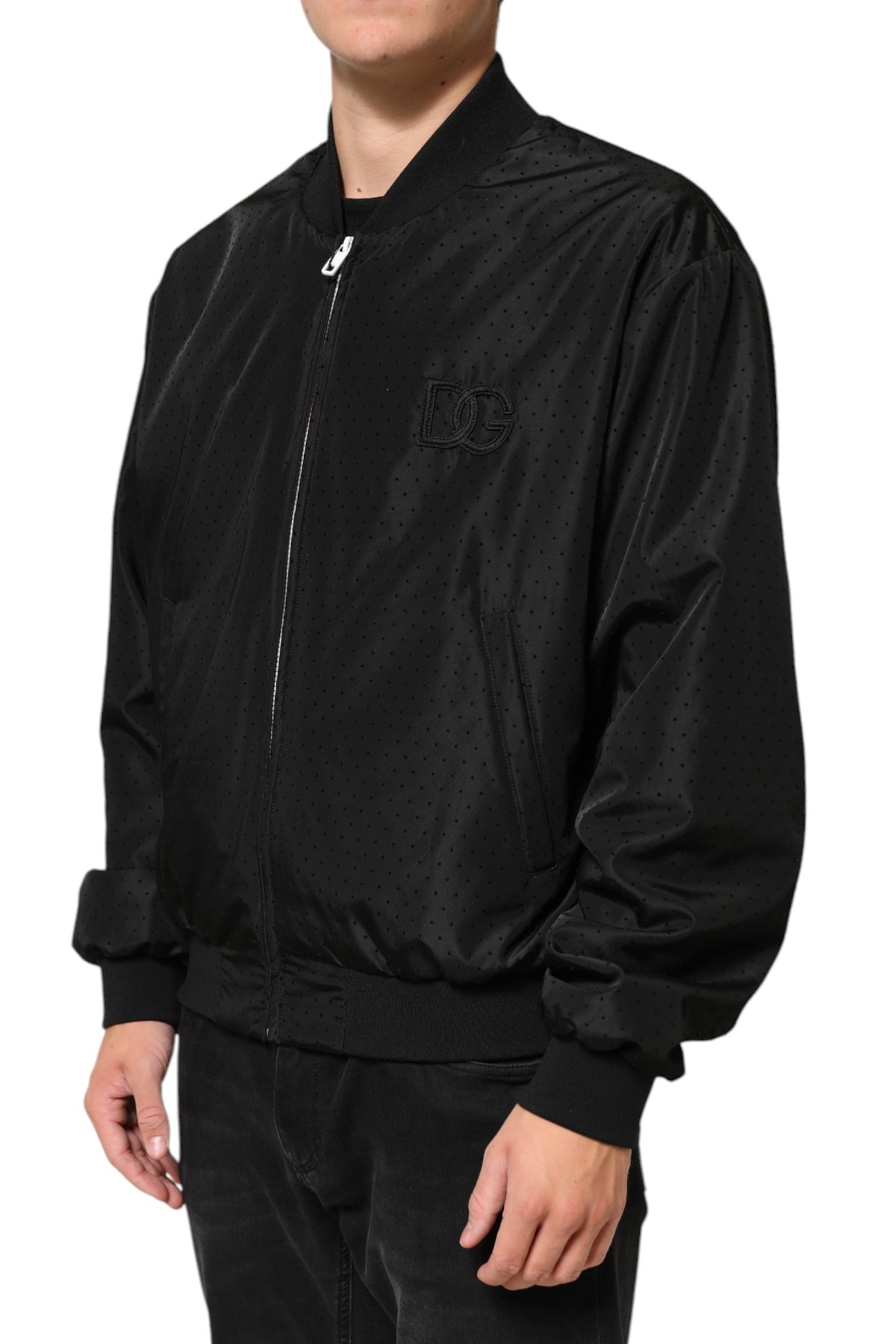 Dolce & Gabbana Black Acetate Full Zip Bomber Men Jacket