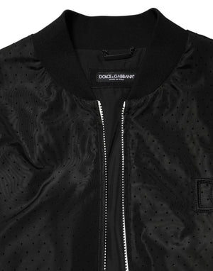 Dolce & Gabbana Black Acetate Full Zip Bomber Men Jacket