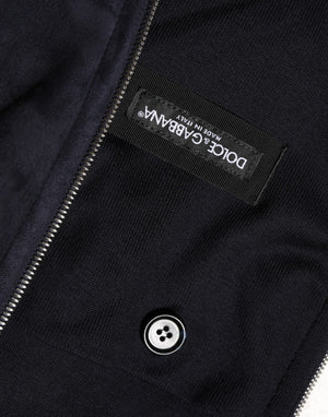 Dolce & Gabbana Black Leather Full Zip Hooded Blouson Jacket