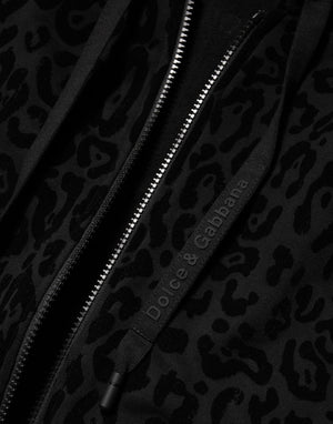 Dolce & Gabbana Black Cotton Hooded Full Zip Bomber Jacket