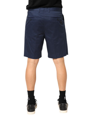 Dolce & Gabbana Blue Cotton Stretch Mid Waist Bermuda Shorts