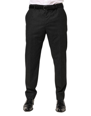 Dolce & Gabbana Black Cotton Mid Waist Dress Trouser Pants