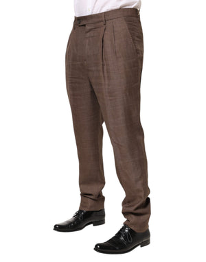 Brunello Cucinelli Brown Wool Mid Waist Dress Trouser Pants