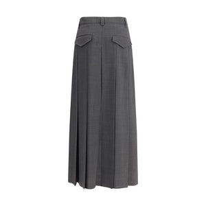 Brunello Cucinelli Gray Polyester Long Skirt