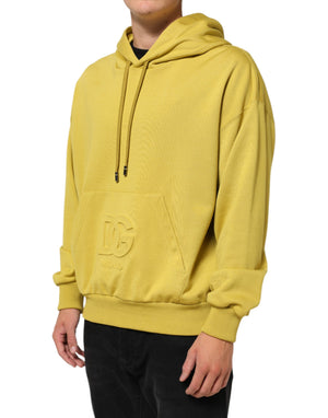 Dolce & Gabbana Yellow Logo Cotton Hooded Sweatshirt Sweater