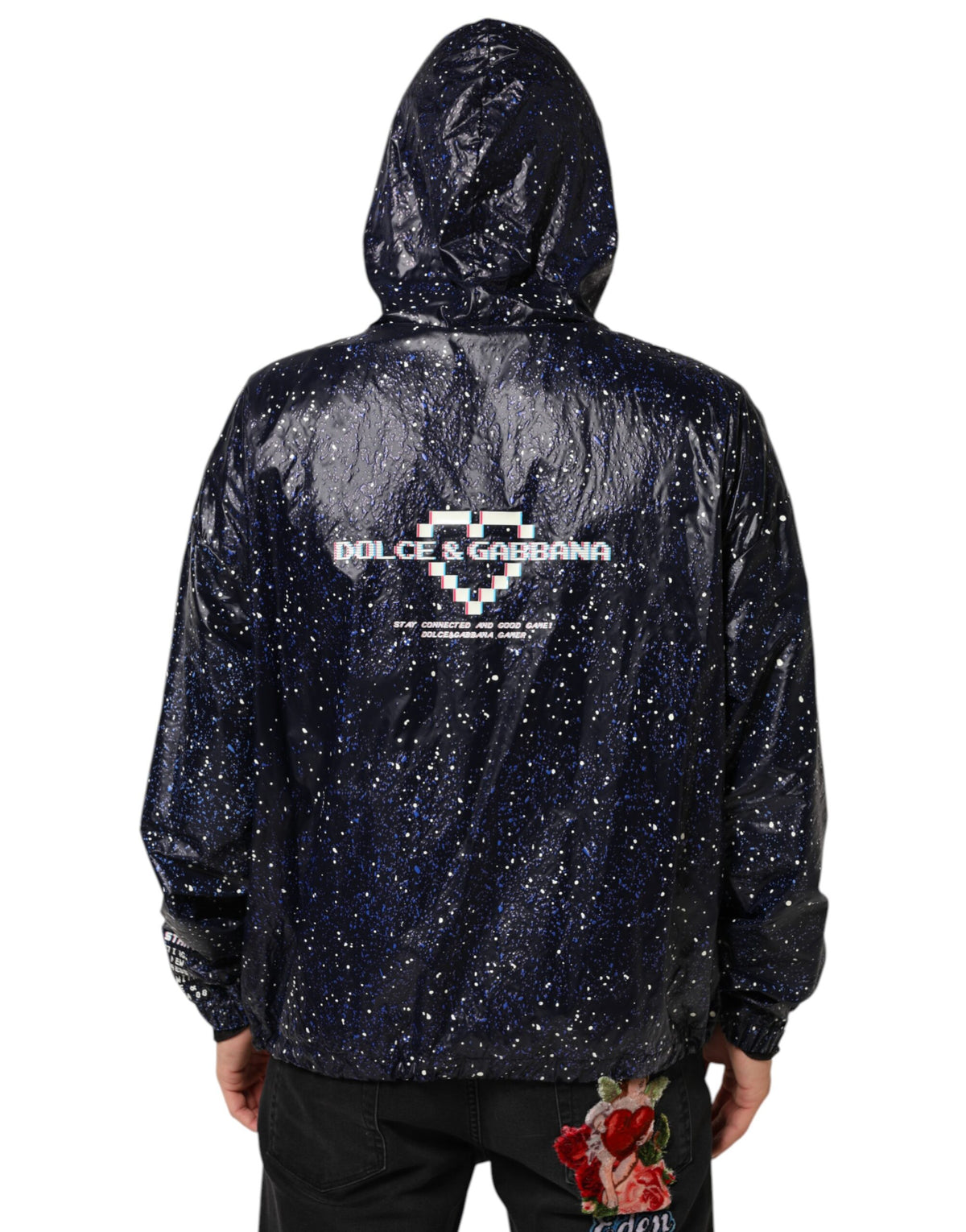 Dolce & Gabbana Blue D&G Game Hooded Men Sweatshirt Sweater