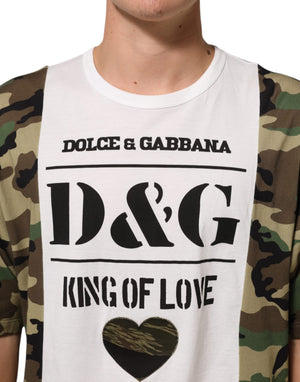 Dolce & Gabbana White Logo Camouflage Crew Neck Men T-shirt
