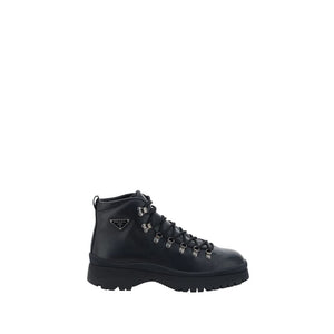 Prada Black Rubber Lace-Up Boots