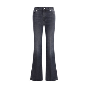 7FOR Black Cotton Bootcut Jeans