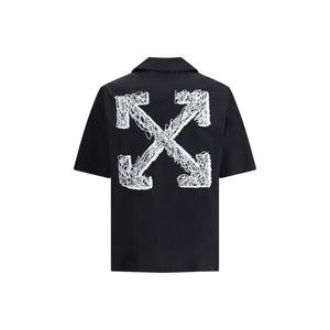 Off-White Black Cotton Pattern Shirt