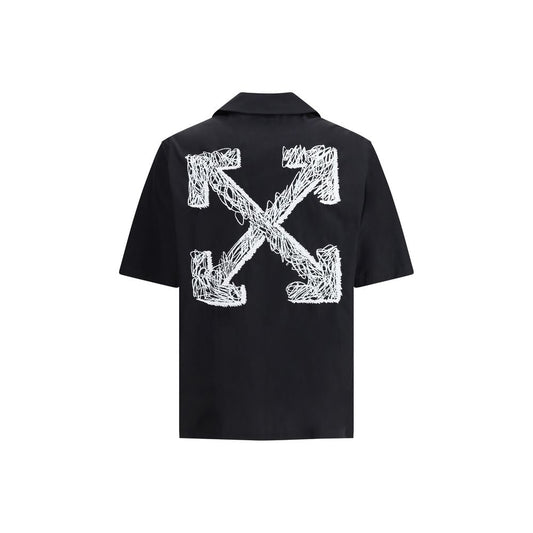 Off-White Black Cotton Pattern Shirt