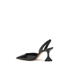 Amina Muaddi Black Calf Leather Bos Taurus Platform Pumps