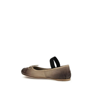 Miu Miu Brown Calf Leather Bos Taurus Ballet Flats