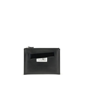 MM6 Black Calf Leather Bos Taurus Clutch Bag