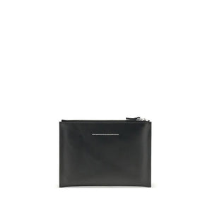 MM6 Black Calf Leather Bos Taurus Clutch Bag