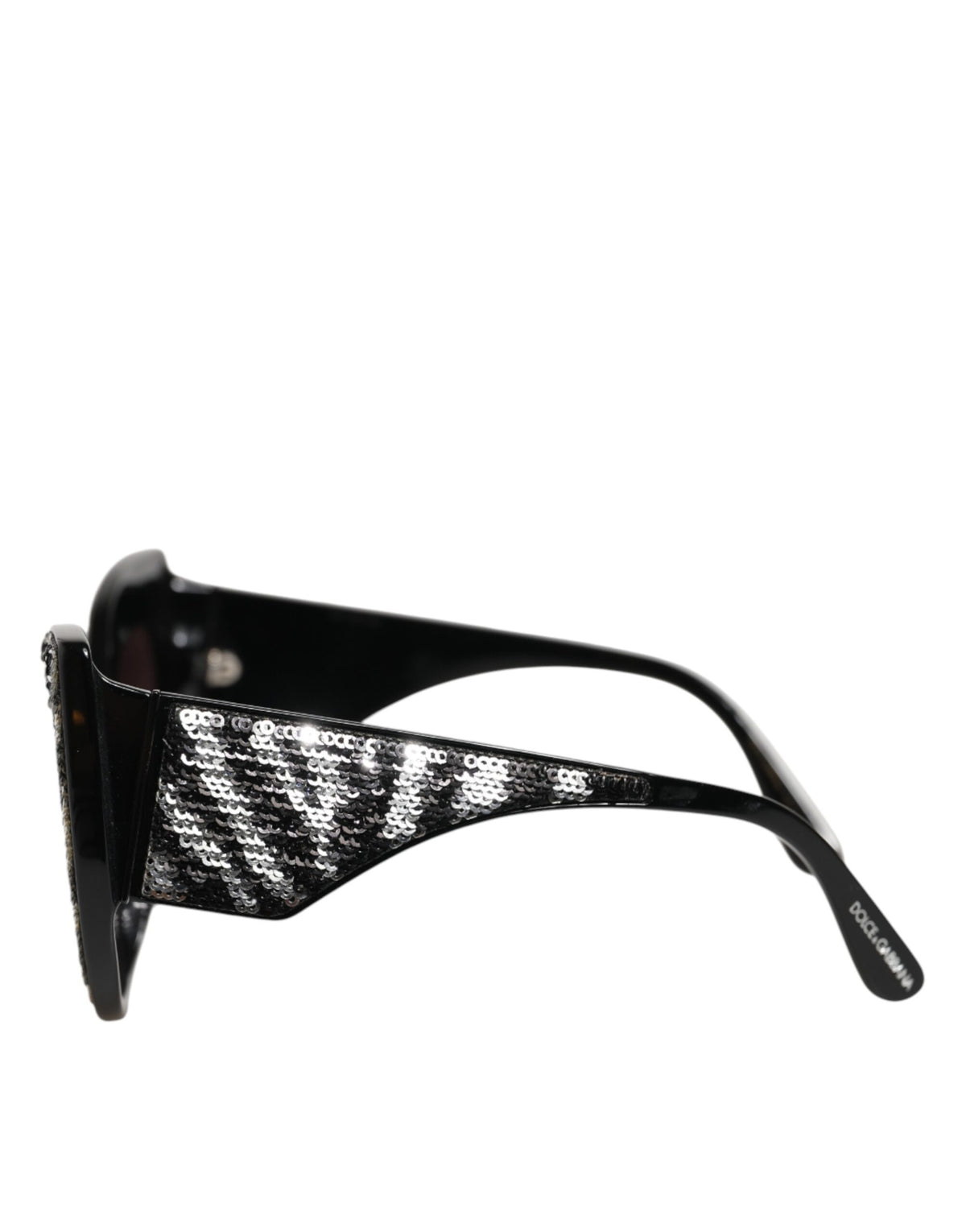 Dolce & Gabbana Black Silver Sequin Butterfly Polarized Sunglasses