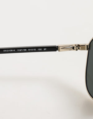 Dolce & Gabbana DG2106K Black Gold Plated Polarized MetalFrame Sunglasses