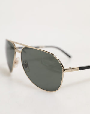 Dolce & Gabbana DG2106K Black Gold Plated Polarized MetalFrame Sunglasses