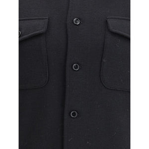 Lardini Black Fleece Wool Coat