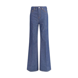 Ami Paris Blue Cotton Flared Jeans