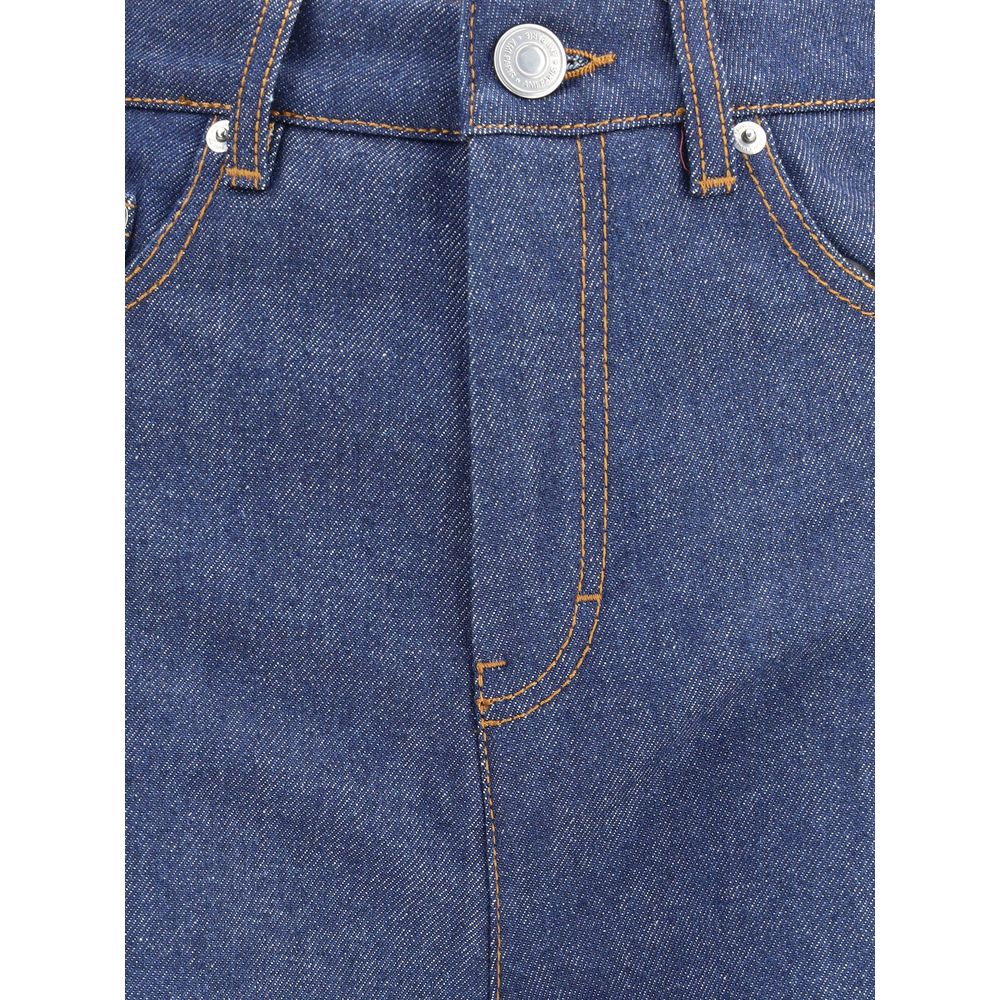 Ami Paris Blue Cotton Flared Jeans