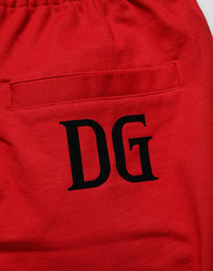 Dolce & Gabbana Red Cotton MidWaist Drawstring Bermuda Pants