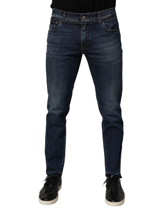 Dolce & Gabbana Blue Cotton Stretch Skinny Men Denim Jeans